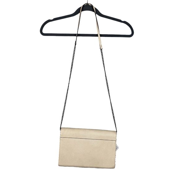Neiman Marcus Vegan Leather Studded Crossbody Bag Beige Chain Envelope NEW Purse - Picture 3 of 8